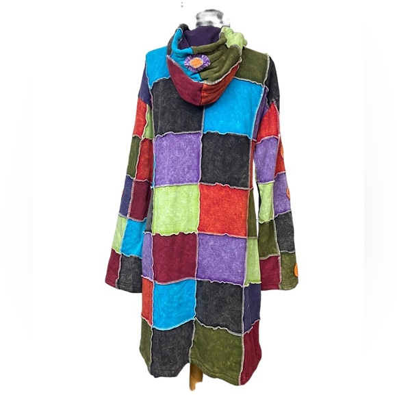 KPC Patchwork Colorful Boho Jacket With Hood - Picture 10 of 16